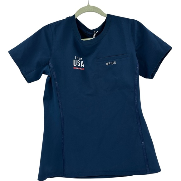 NEW FIGS X Team USA Scrub Top Navy Blue Size Small - Picture 2 of 6